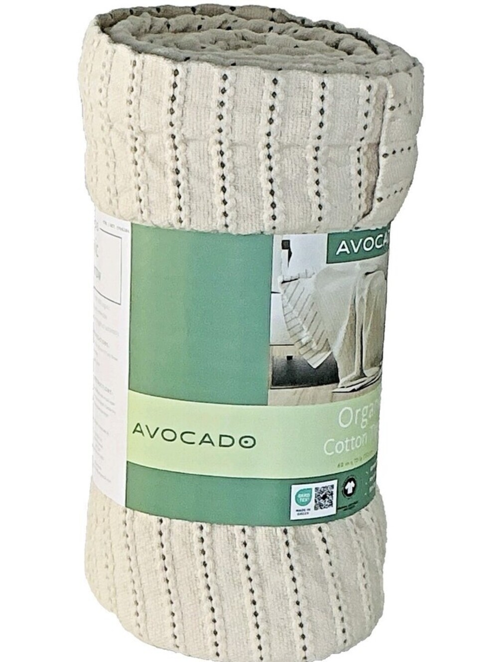 Avocado Organic Cotton Throw-reversible- 60in X 70in 100% Organic Cotton